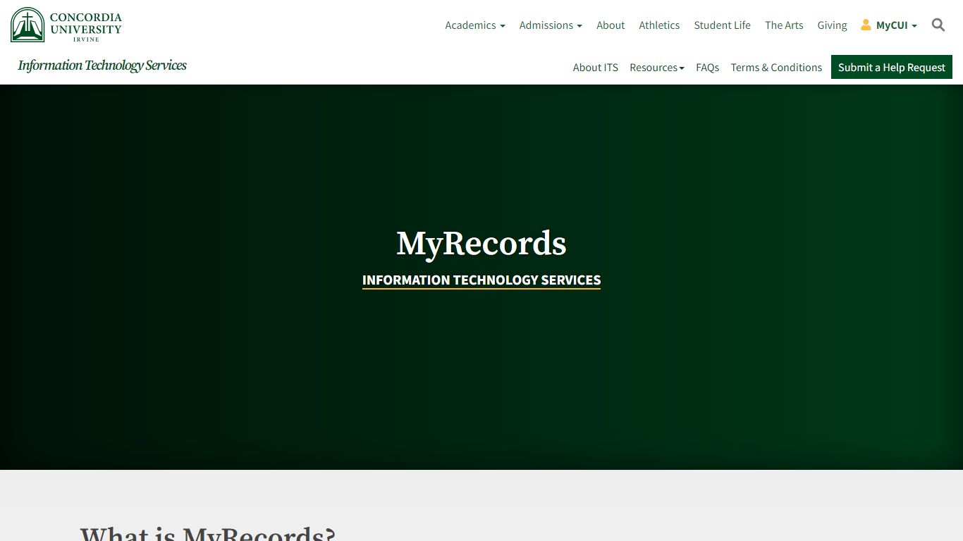 My Records | IT Services | Concordia University Irvine